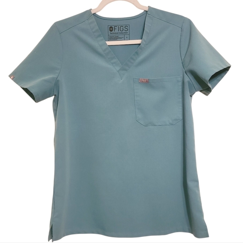 FIGS | Women's Teal V-Neck One Pocket Scrubs Top Or Shirt (Size Small)